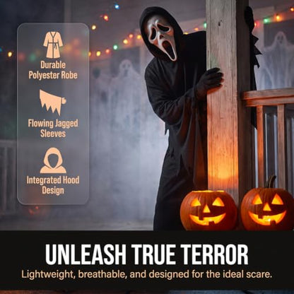 Grim Reaper Costume, Halloween Fancy Dress Costume with Robe, Mask, Gloves