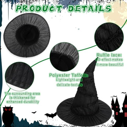 Halloween Costumes Adult Women, 5 PCS Witch Costumes Set Witch Cape, Hat, Gloves, Stockings and Broom, World Book Day Costume for Halloween, Christmas, Cosplay and Themed Parties for 14+