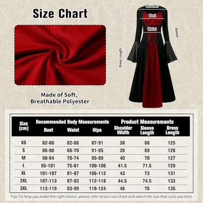 Women's Medieval Costume, Victorian Renaissance Vintage Dress